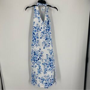 Trendyol White and Blue Floral Halter midi Dress size S